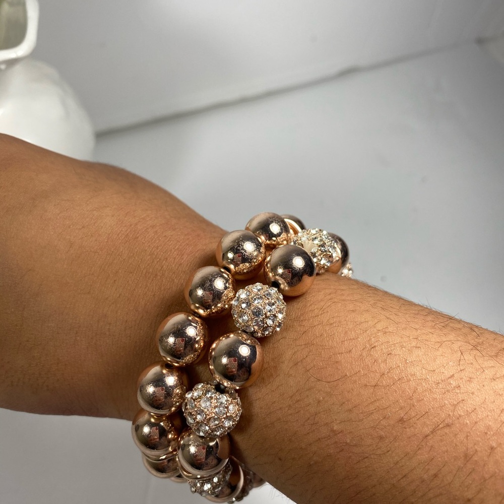 Beautiful double beaded rose gold bracelet - Picture 5 of 7